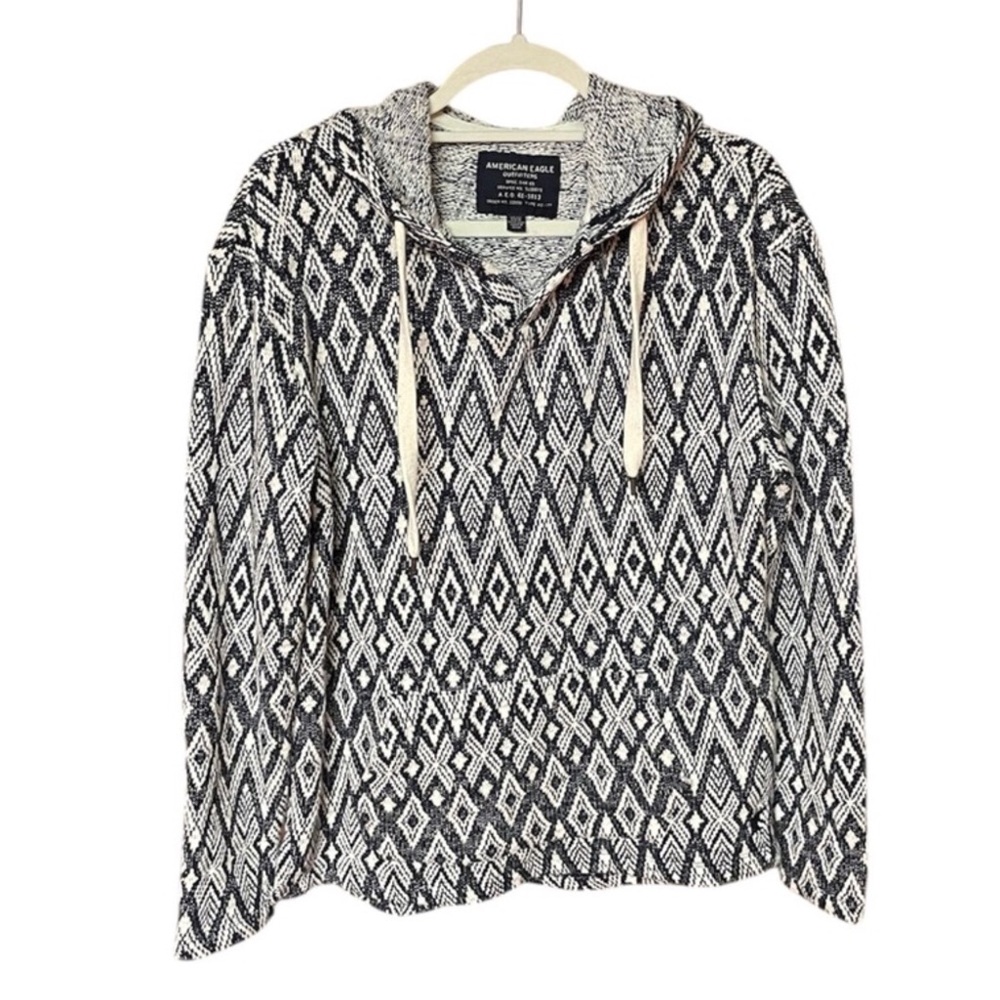 American Eagle oversized Baja Hoodie (XS) navy and white